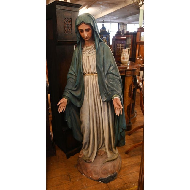 Lifesize Italian Mary and Joseph & Jesus Statues, 1920s, Plaster, Set of 2 For Sale - Image 14 of 18