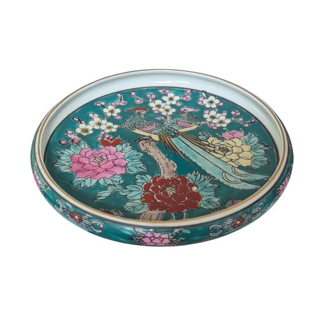 Mid 20th Century "Gold Imari" Hand painted porcelain Birds of Paradise Trinket Dish Catchall Dish