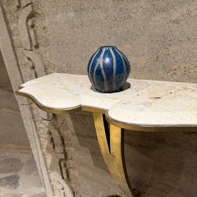 Modernist Studio Art Pottery Blue Vase Vessel Signed For Sale - Image 4 of 11