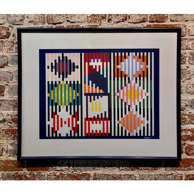Yaacov Agam -Abstract Geometric composition-Original Screenprint limited edition Color Screenprint on paper - Signed and...