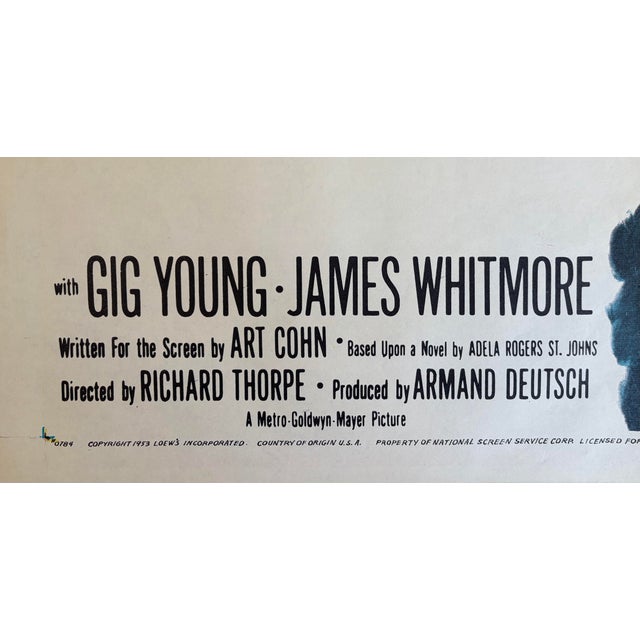 1950s The Girl Who Had Everything Elizabeth Taylor Movie Poster ‘53 For Sale - Image 4 of 4