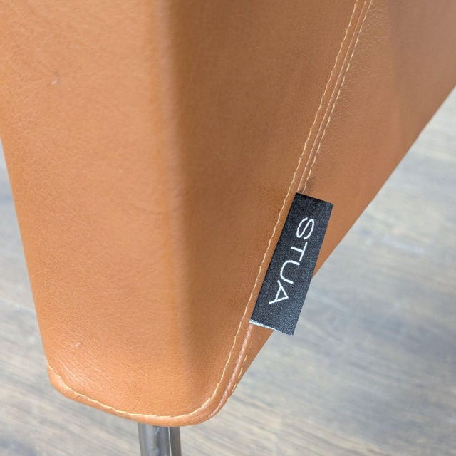 Animal Skin Stua Nube Modern Brown Leather Lounge Chair With Chrome Legs For Sale - Image 7 of 8