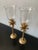 Vintage Large Brass Palm Candleholders With Hurricanes- a Pair For Sale In Nashville - Image 6 of 9