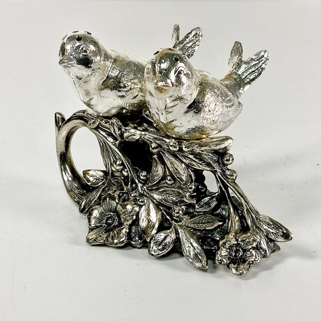 Mid 20th Century Mid-Century Italian Hollywood Regency Giacometti Style Birds on a Branch Salt & Pepper Shaker - 3 Piece Set For Sale - Image 5 of 12