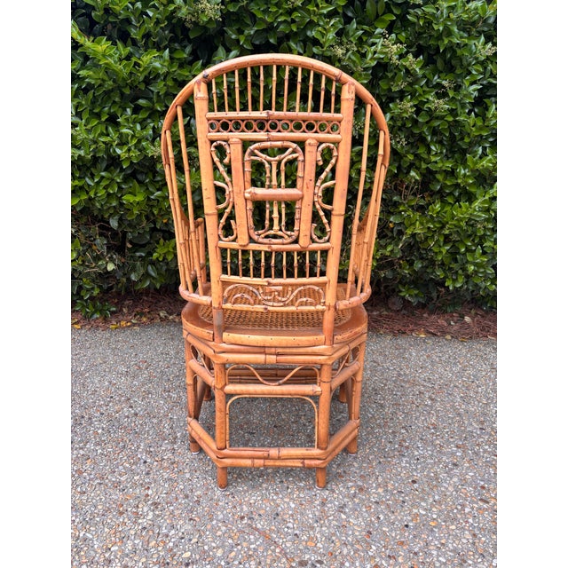 Absolutely lovely vintage Brighton Pavillion bamboo high-back chair is stunning condition. Sturdy cane seat without damage...