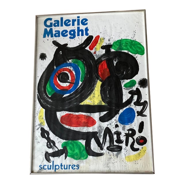Joan Miro 1970s Galerie Maeght Poster "Sculptures" Vintage Framed For Sale