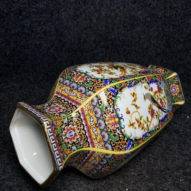 Rose Vintage Chinese Famille Rose Porcelain Vase With Bird and Floral Medallion Motifs For Sale - Image 8 of 9