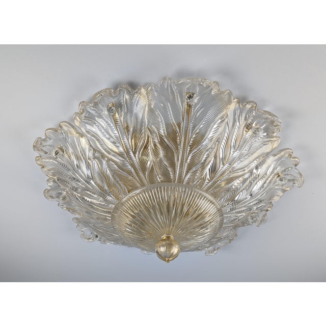 Foglia Doro Recessed Ceiling Lamp from Barovier & Toso, Italy, 1980s For Sale - Image 12 of 12