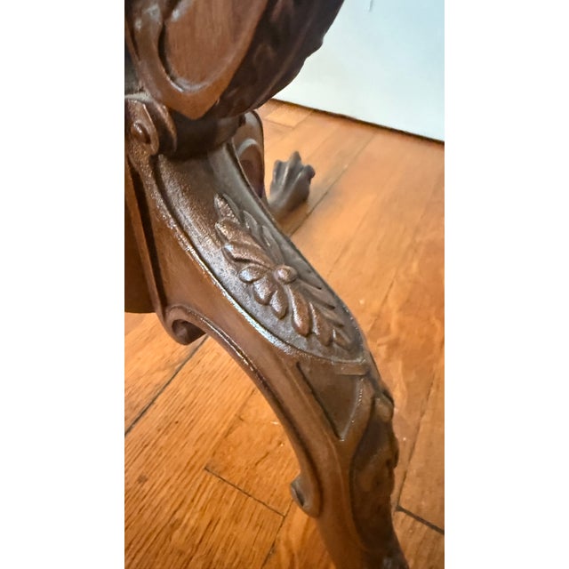 Brown Vintage Mahogany Quatrefoil Occasional Table With Pierced Gallery & Carved Tripod Base For Sale - Image 8 of 13