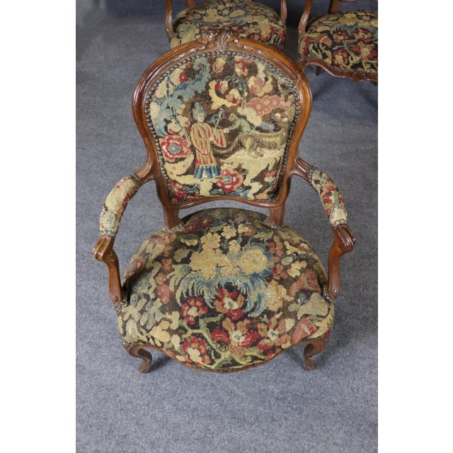 Set 4 Antique Fantastic Louis XV Style Needle Point Side Chairs For Sale In Philadelphia - Image 6 of 16
