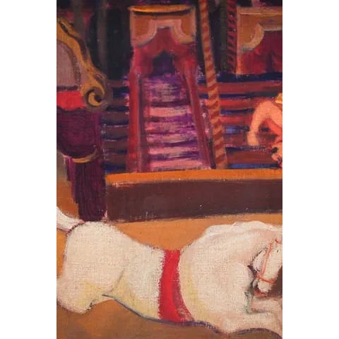 Italian 1970s Carlo Roselli Signed Oil Painting of Circus Horses For Sale - Image 3 of 7