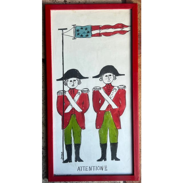 Set of two hand painted soldier paintings made by Jacque in 1965.
