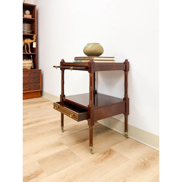 Vintage Mahogany Traditional Side Table Pullout Tray Regency Style Accent For Sale - Image 17 of 17
