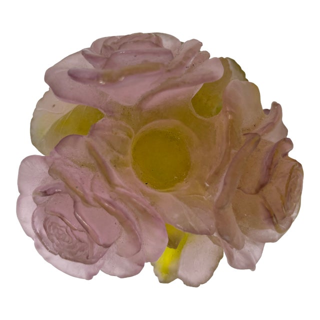Daum Candleholder, Collectible Decorative Object, Glass, 1990, France For Sale