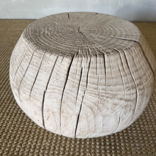 15"D x 9.75"H Crafted from solid elm wood, this sculptural stump showcases the natural beauty and character of organic...