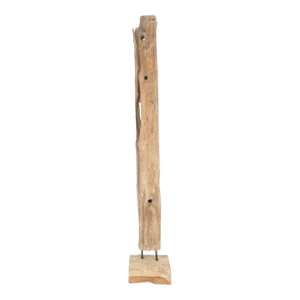 78" Tall & Narrow Natural Art Light Driftwood Specimen Sculpture on Wooden Base