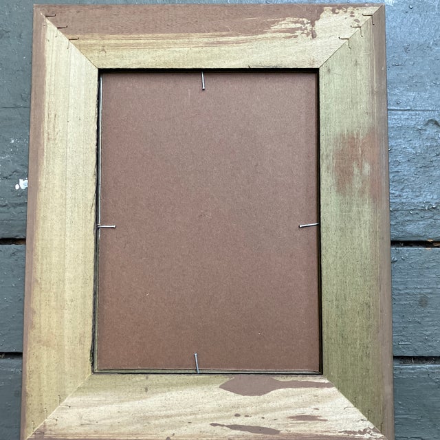 1970’s Original Small Abstract Watercolor Painting Distressed Wood Frame Signed For Sale - Image 4 of 4