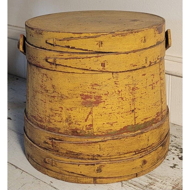 American 19thc Mustard Painted Firkin For Sale - Image 3 of 8