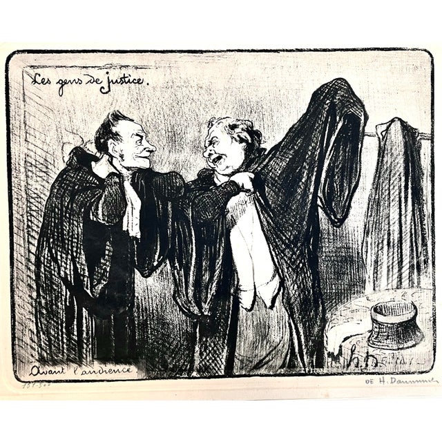 Antique Honoré Daumier Signed Limited Edition Lithograph "Le Gens De Justice" For Sale - Image 4 of 6