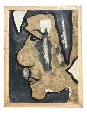Borkin, Portrait of Anita, Collage and Acrylic, 1990, Framed