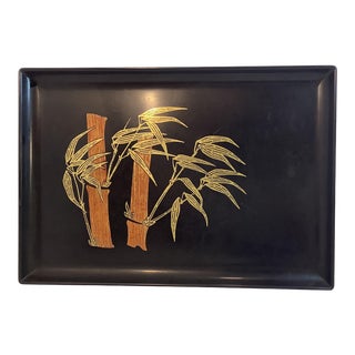 1950s Couroc of Monterey Bakelite-Resin Tray With Bamboo Branches For Sale