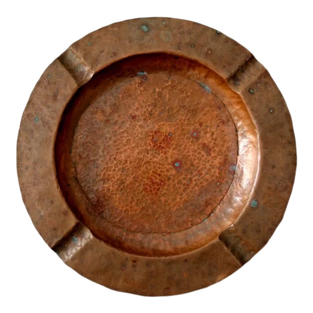 Vintage Hammered Copper Ashtray For Sale