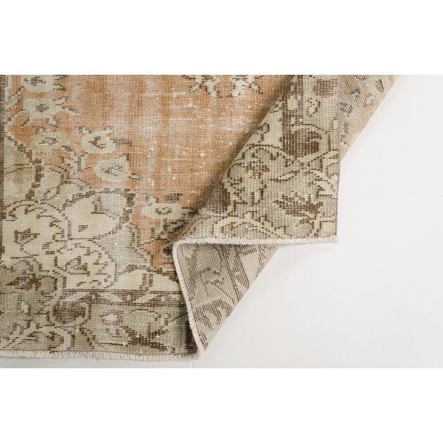 Vintage Muted Apricot and Taupe Turkish Medallion Rug For Sale - Image 9 of 10