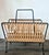 Mid-Century Modern Woven Rattan and Black Wrought Iron Magazine Rack, 1950s For Sale - Image 10 of 12