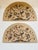 Large pair of hand-embroidered crewelwork wall hangings featuring an elegant Tree of Life design on a natural linen...