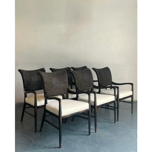 Palecek Vintage Boho Palecek “Catalina Cane” Arm Chairs - Set of 6 For Sale - Image 4 of 11