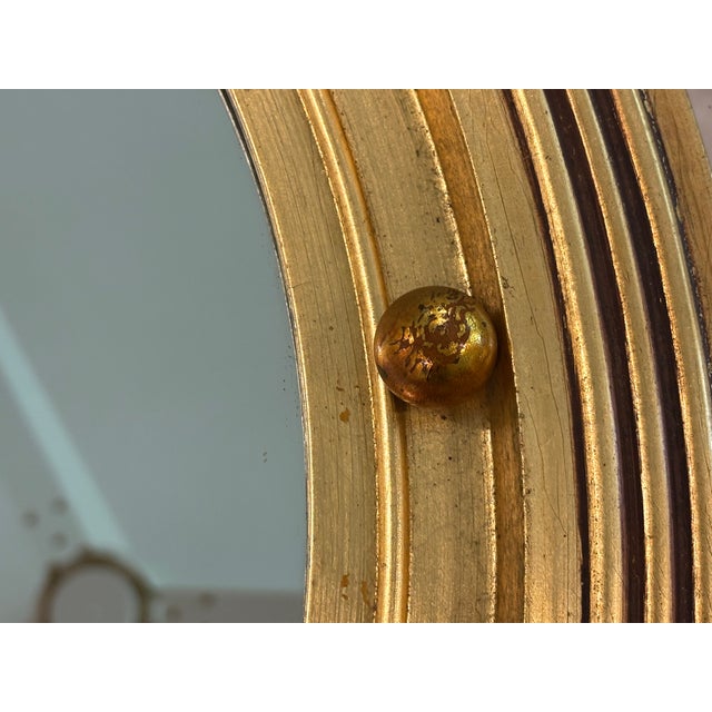 Gold Vintage Large Scale American Federal Revival Giltwood Eagle Crest Round Mirror For Sale - Image 8 of 17