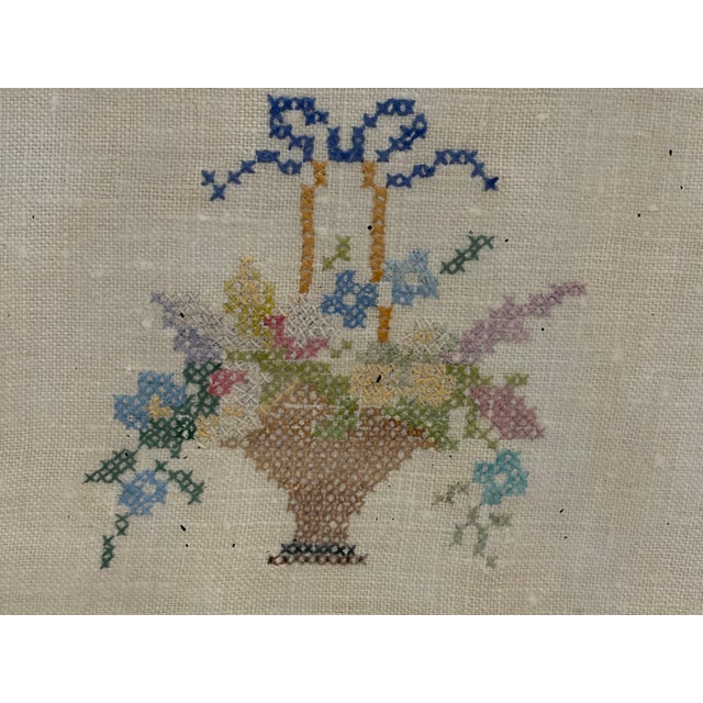Mid 20th Century Antique Mid-20th Century Finished Cross Stitch Alphabet Sampler Framed 14 X 12 For Sale - Image 5 of 8