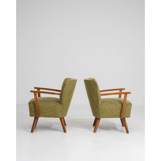 Pair of Mid-Century Modern Upholstered Armchairs, Antique, Denmark, 20th Century For Sale - Image 4 of 13