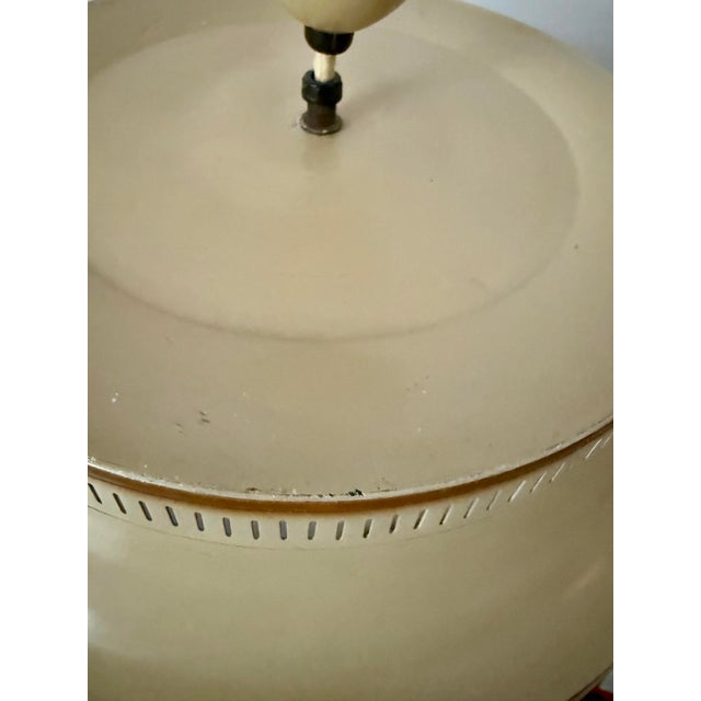Vintage Art Deco Streamline Moderne Saucer Form Tole Chandelier For Sale - Image 10 of 11
