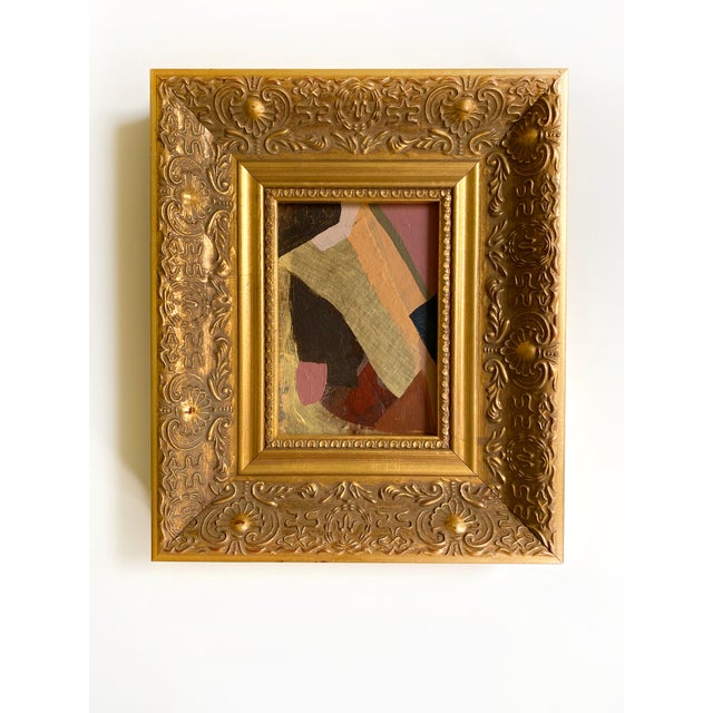 "Warm Geo" 2026 Mixed Media Painting by Jessalin Beutler With Vintage Frame For Sale - Image 4 of 4