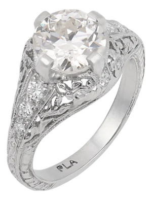 1930s Art Deco Gia 1.51 Carat Old European Cut Diamond Platinum Engagement Ring, Size 4.5
