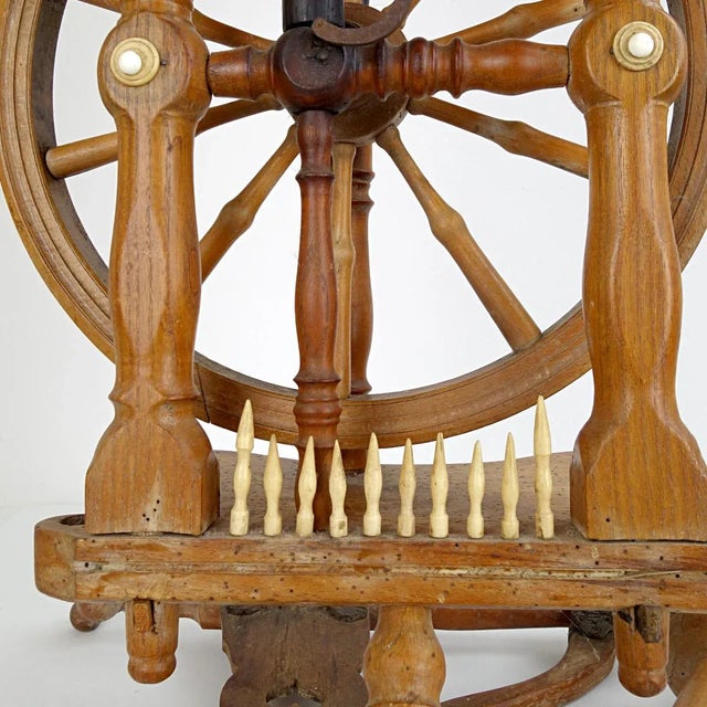 Antique Majestic Spinning Wheel in Ebony Wood For Sale - Image 9 of 13