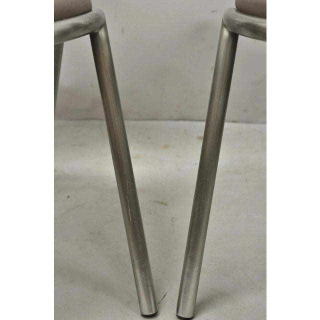 Metal Vintage Brueton Mid Century Modern Tubular Steel Cat Eye Lounge Chairs - A Pair For Sale - Image 7 of 12