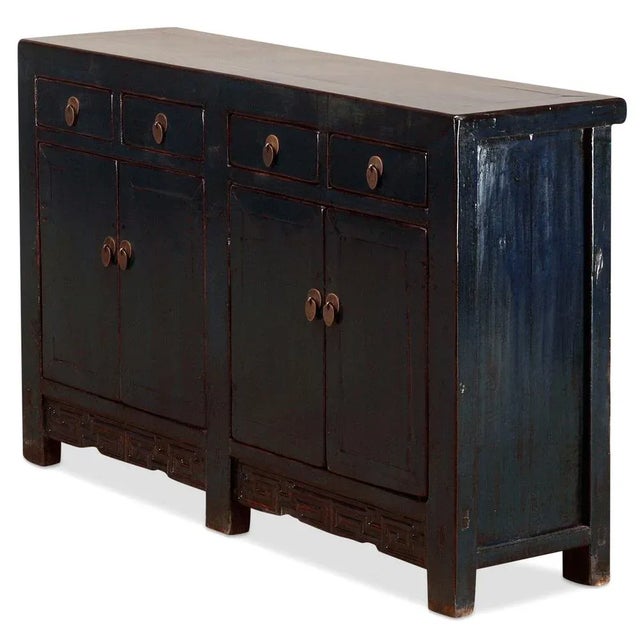 1920s Chinese Double Sideboard in Dark Blue, 1920s For Sale - Image 5 of 9
