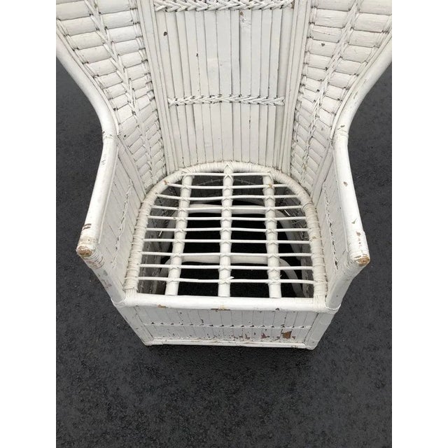 White 1970s White Split Bamboo Peacock Chair For Sale - Image 8 of 13