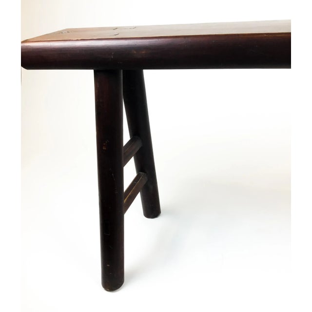 Brown Antique Wood Bench Modernist Chinese Style For Sale - Image 8 of 12
