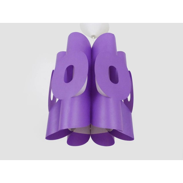 Vintage 6-Sided Pendant Light in Purple and White Plastic, 1970s For Sale - Image 6 of 9