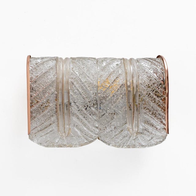 Murano Glass Wall Lights with Copper Details from Barovier & Toso, Italy, 1970, Set of 2 For Sale - Image 4 of 8