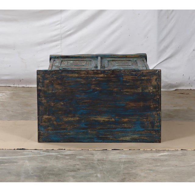 Antique Indian Small Painted Teakwood Armoire For Sale - Image 4 of 7