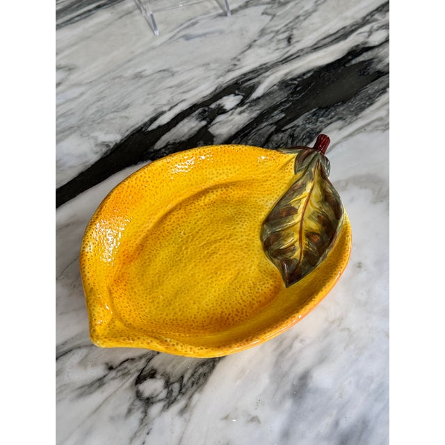 Vintage Lemon Motif Majolica Style Serving Plate For Sale - Image 9 of 11