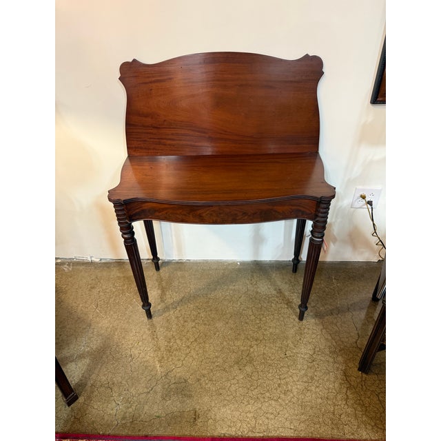 Early 19th Century Antique Sheraton Style Serpentine Front Mahogany Antique Game Table For Sale - Image 12 of 12