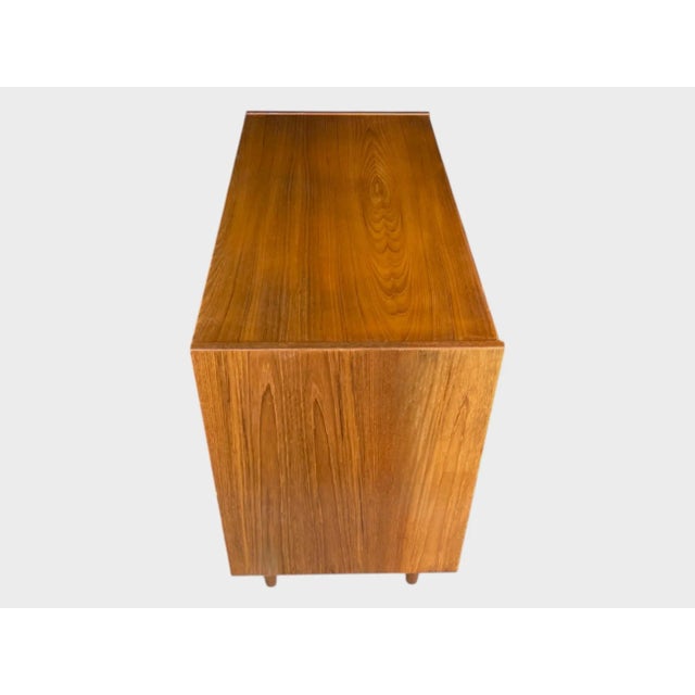 Vintage Danish Modern Teak Bar Cabinet With Sliding Doors For Sale - Image 12 of 14