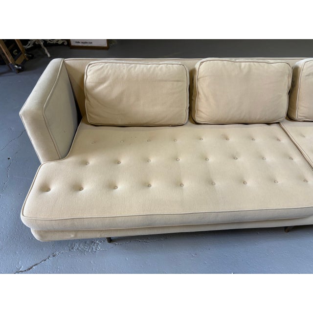 Edward Wormley for Dunbar Even Arm Sofa Model 4907A/ Brass Legs For Sale - Image 9 of 12