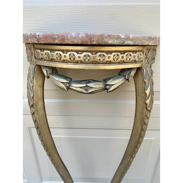 Gold Louis XVI French Provincial Neoclassical Gilt Wood Marble Top Table For Sale - Image 8 of 12