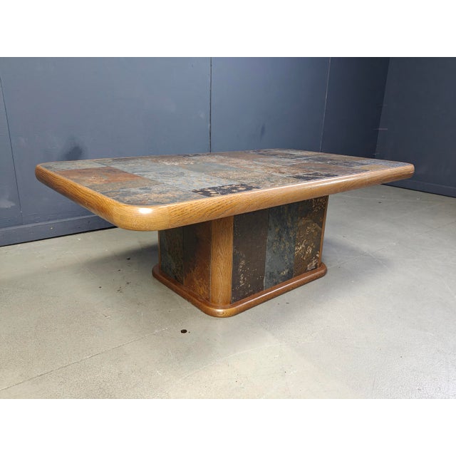 Wood Brutalist Oak and Stone Coffee Table, 1970s For Sale - Image 7 of 14
